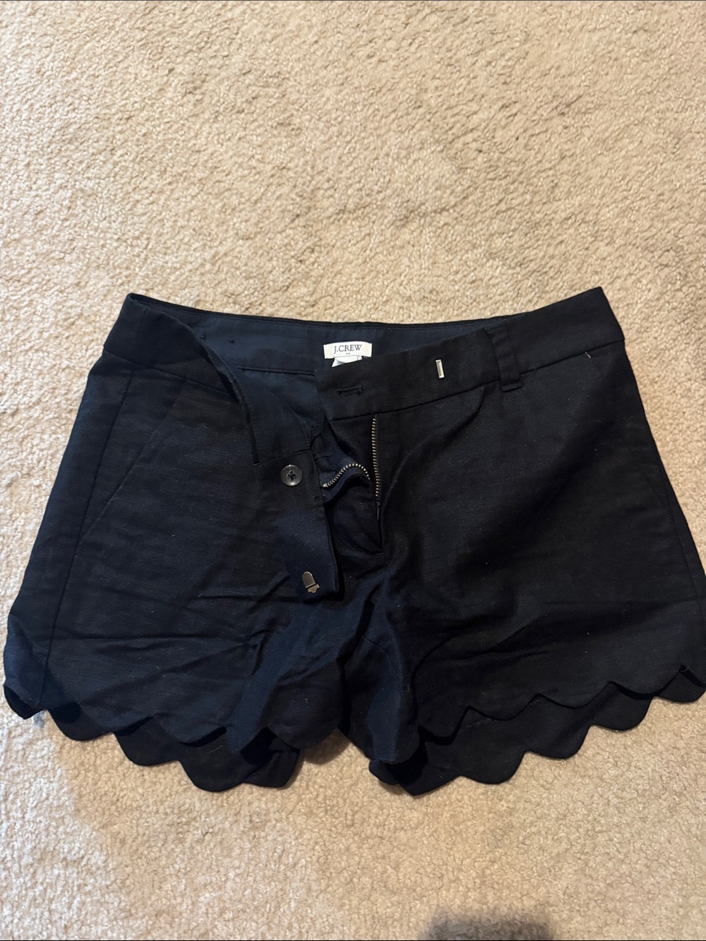 J. Crew Black Scallop Hem High Waist Shorts